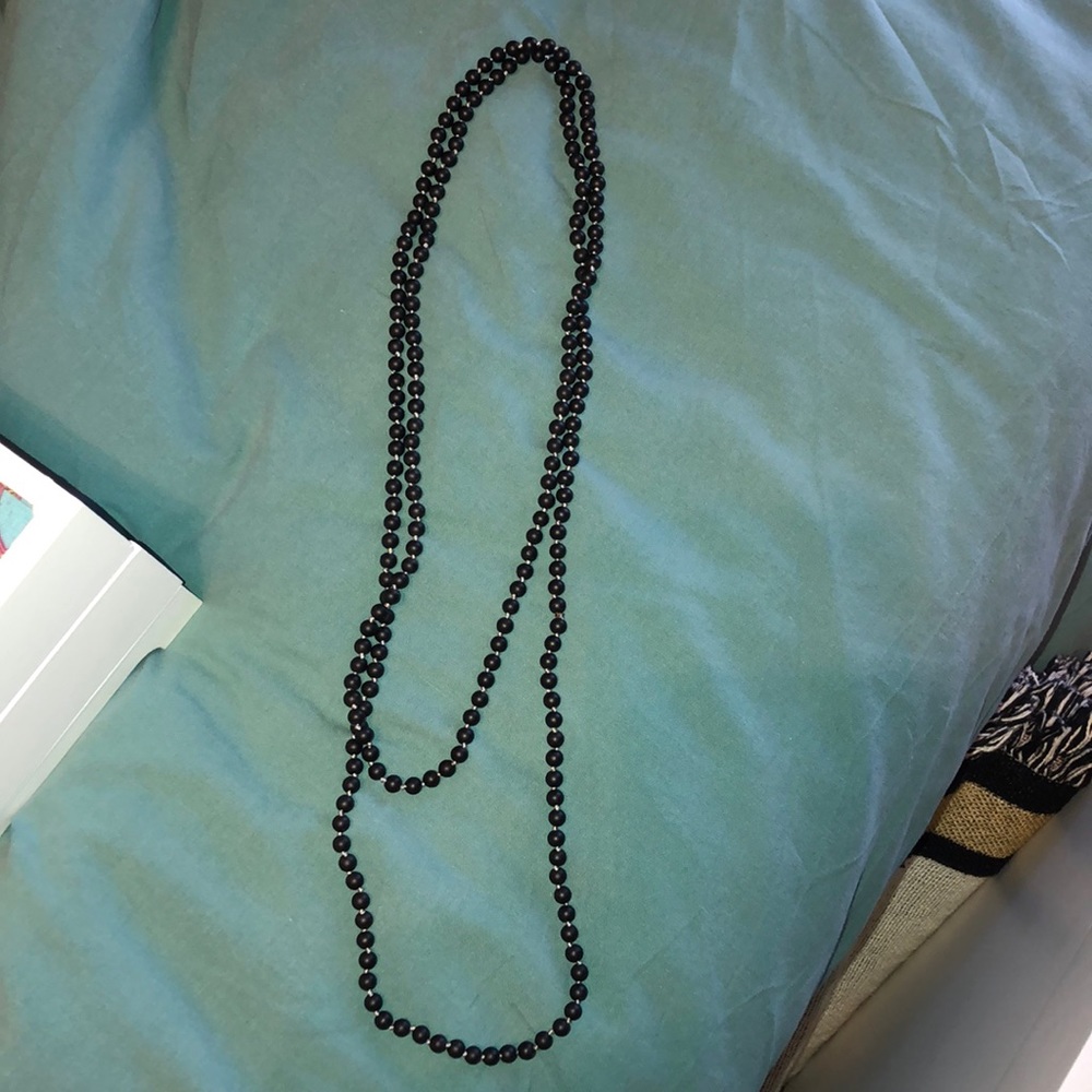 Black beaded wrap necklace